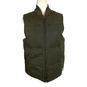 Gap Down Filled Puffer Vest Canvas Cotton Shell Nylon Lining Green Men’s Size XS